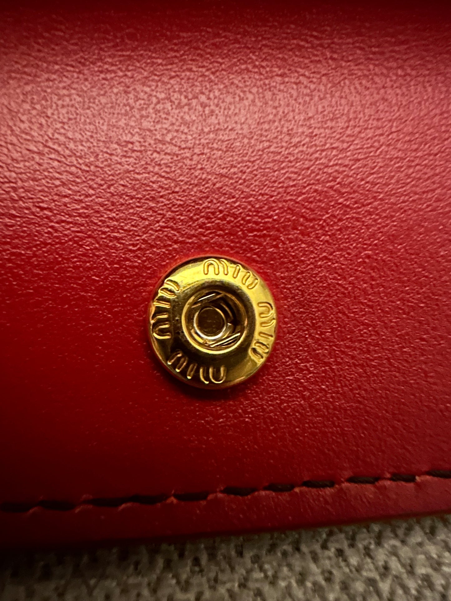 Miu Miu Madras Compact Wallet in Black and Red Leather