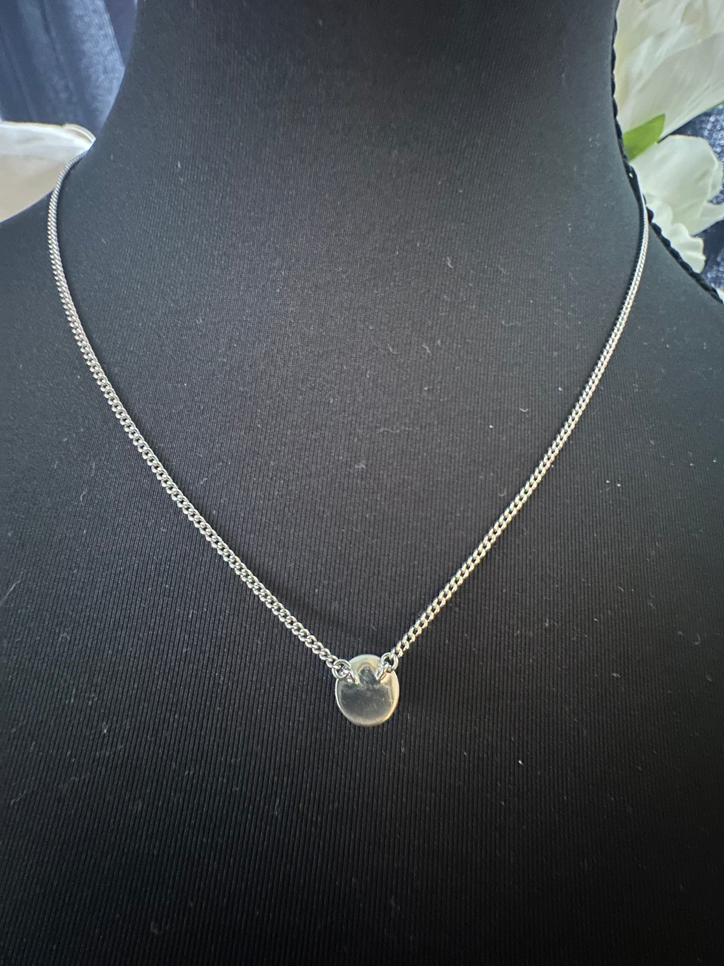 Givency Silver Necklace with Multi-facted Round Rhinestone