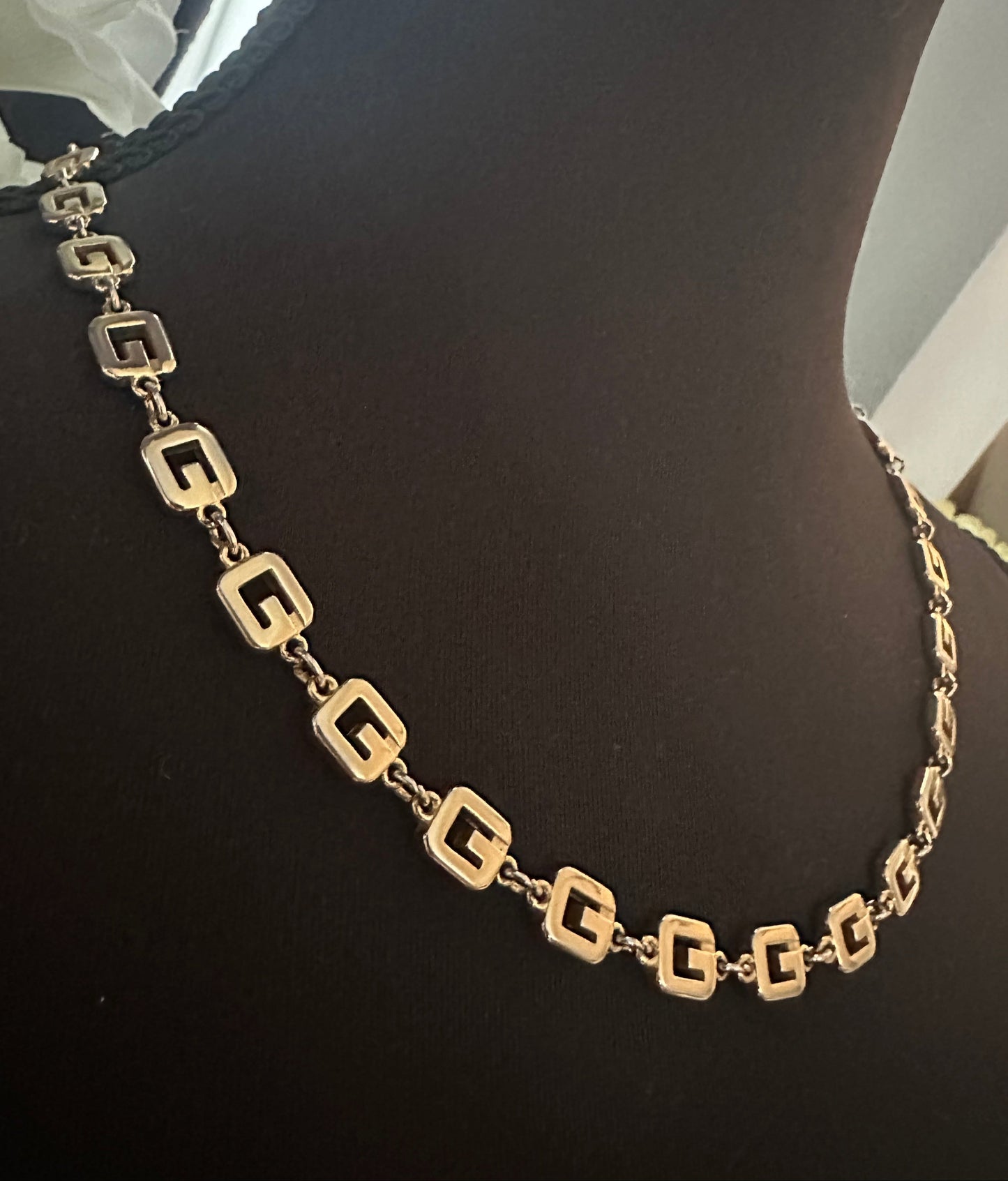 Vintage Givency Necklace in Signature "G" Link Chain Motif - LONG