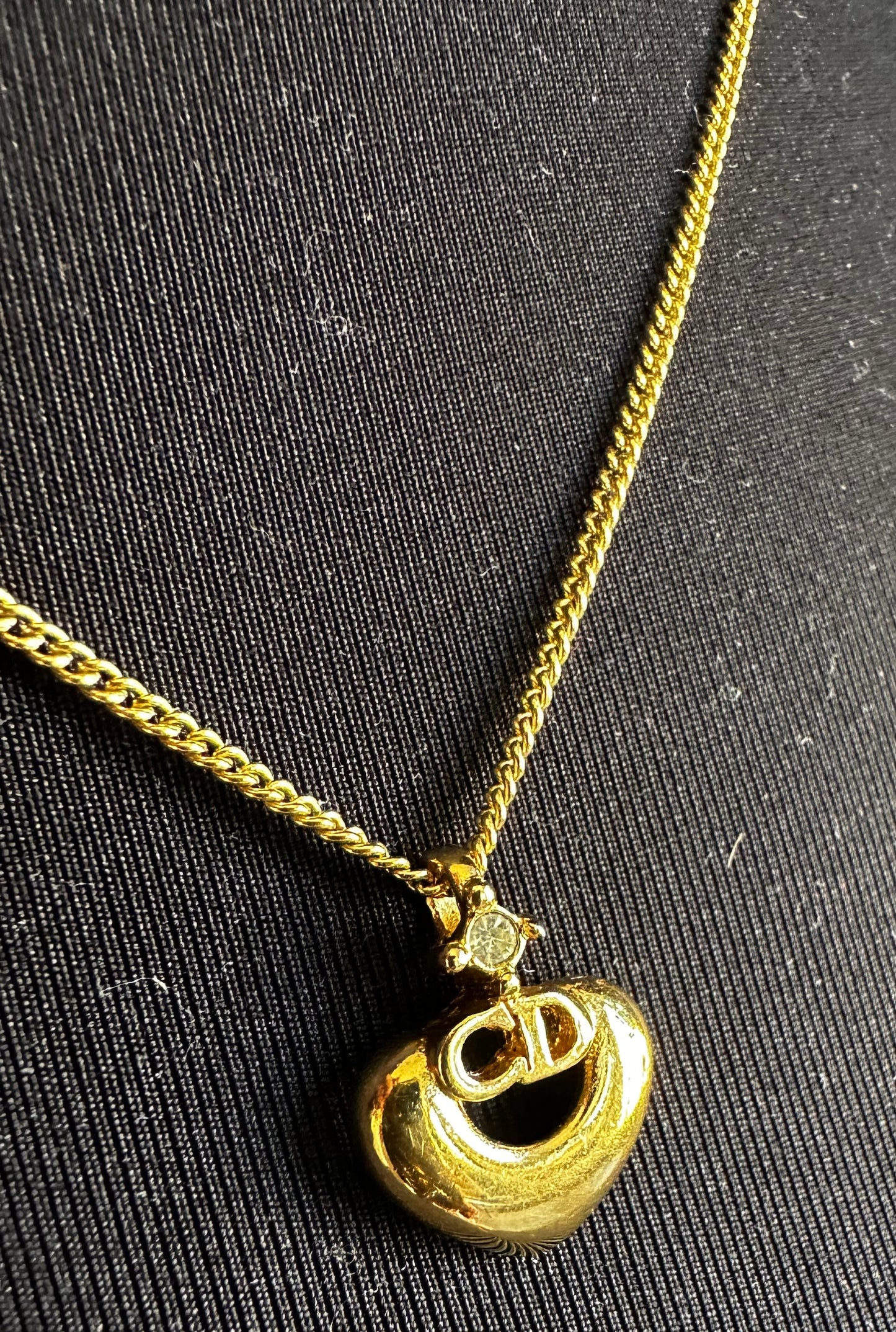Christian Dior CD in Necklace: in Heart with Rhinestone