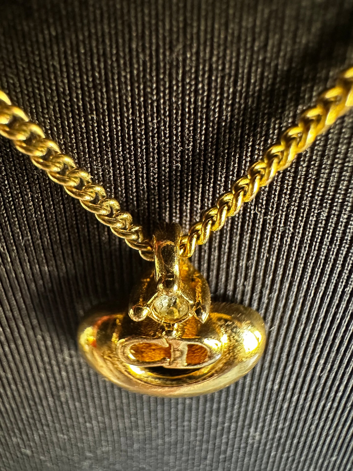 Christian Dior CD in Necklace: in Heart with Rhinestone
