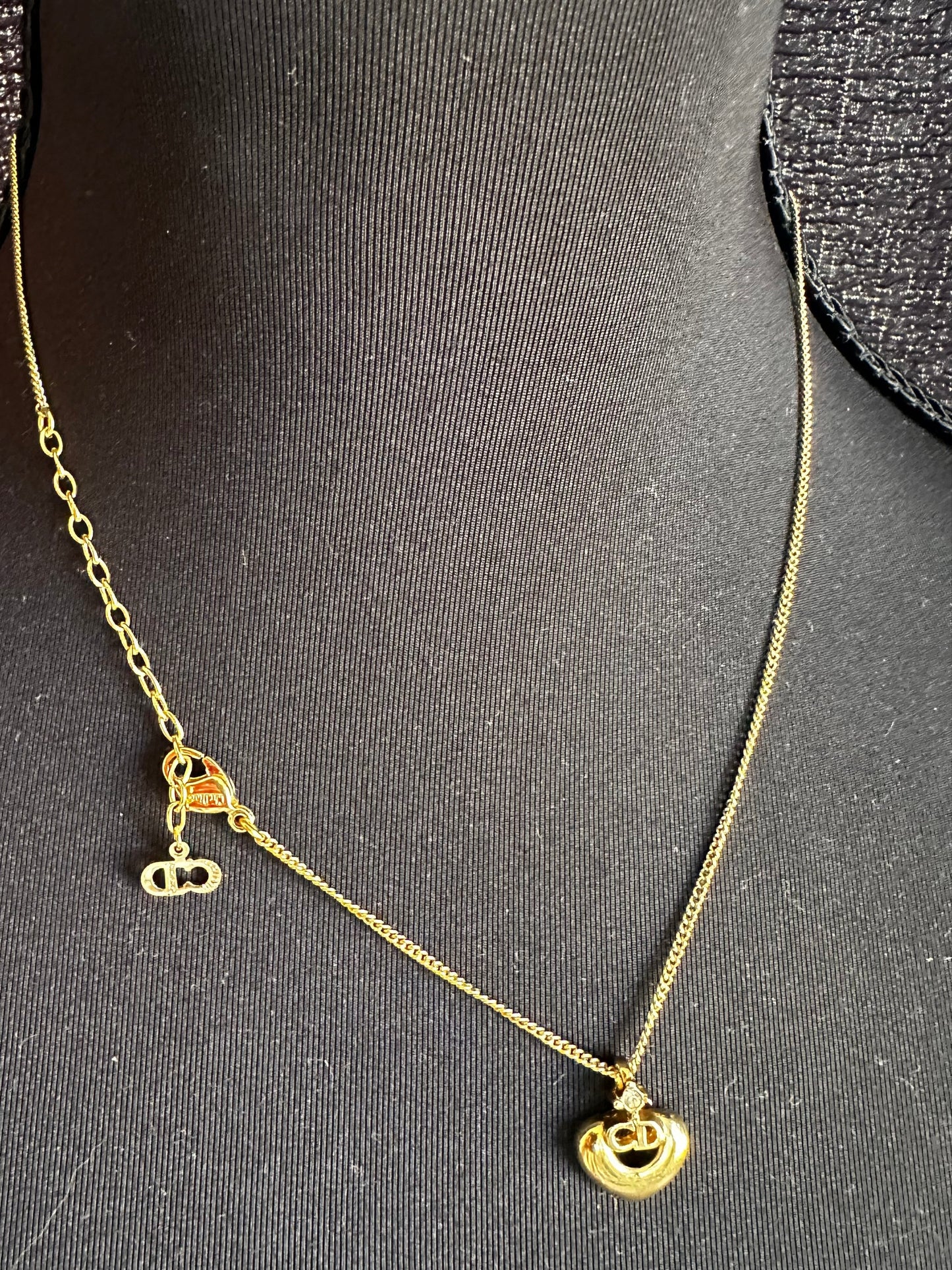 Christian Dior CD in Necklace: in Heart with Rhinestone