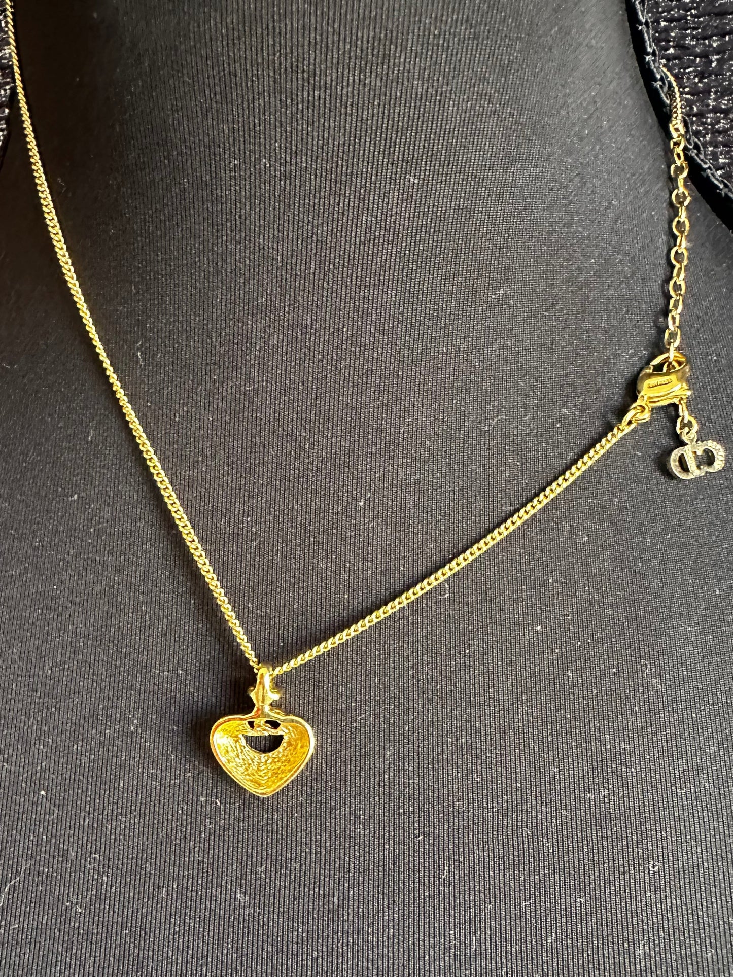 Christian Dior CD in Necklace: in Heart with Rhinestone
