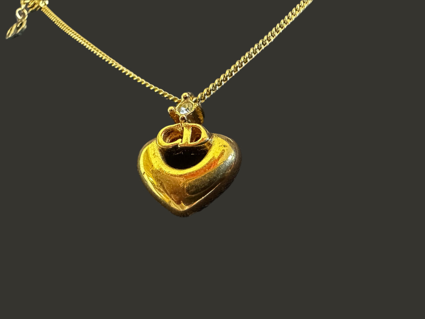 Christian Dior CD in Necklace: in Heart with Rhinestone