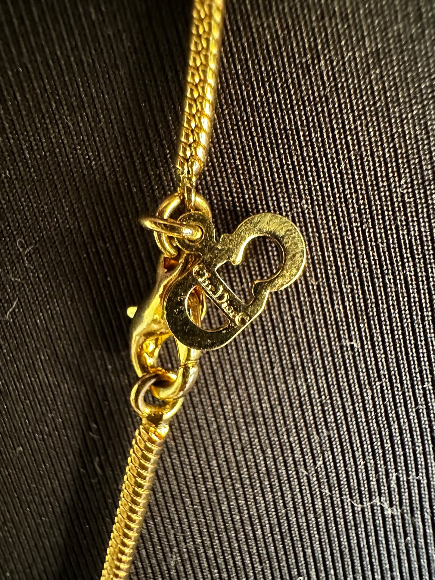 Christian Dior Gold Chain w Upcycled Gold, Black Lacquer, and Pearl Circular Pendant