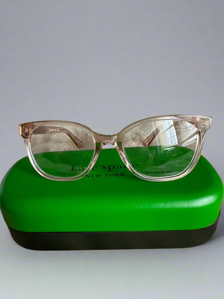Kate Spade RX Frames in clear taupe/nude/rosegold