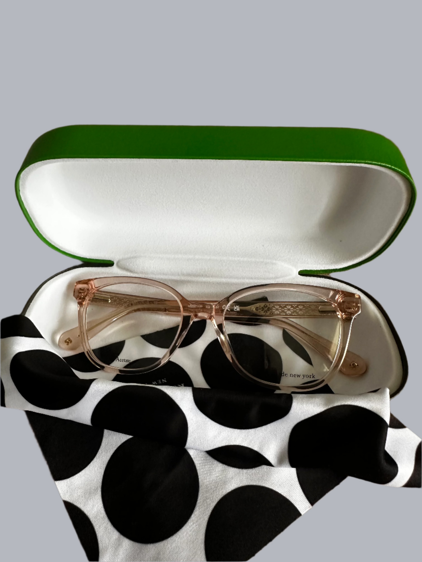 Kate Spade RX Frames in clear taupe/nude/rosegold