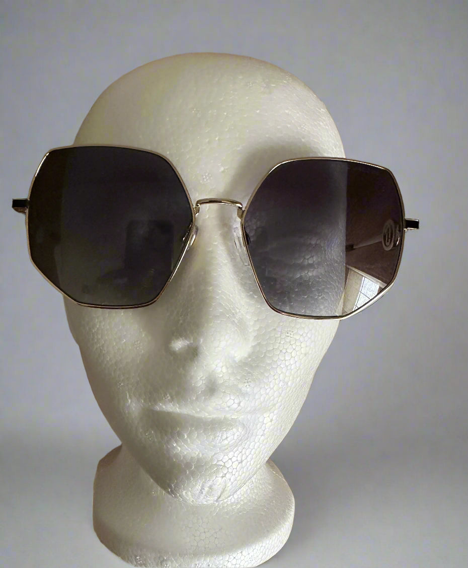Marc Jacobs gold-rimmed oversized metal frames with MJ medallian on side