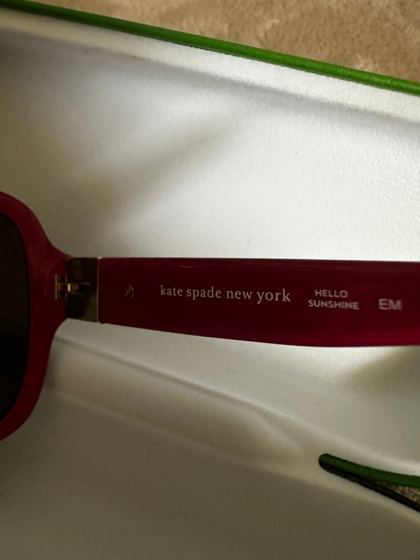 Kate Spade Tortoise Shell Sunglasses with cool rasberry-colored accents