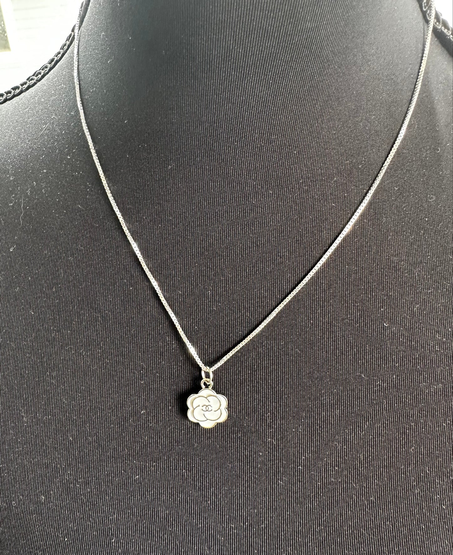 Upcycled Camilla Charm on unbranded 18" Sterling Silver Necklace