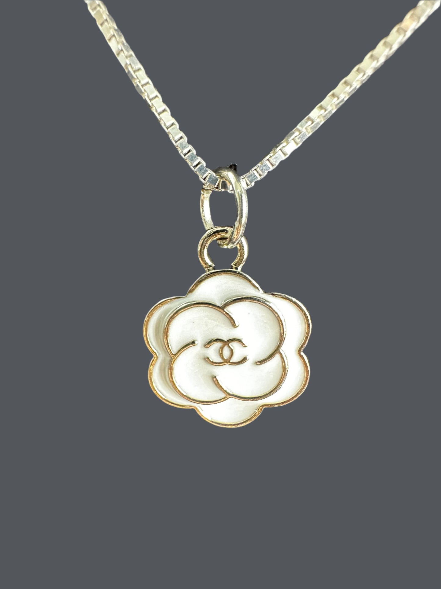Upcycled Camilla Charm on unbranded 18" Sterling Silver Necklace