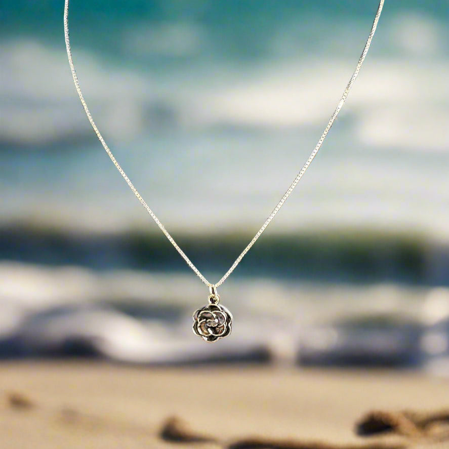 Upcycled Chanel Camilla Flower Charm on .925 Silver Chain