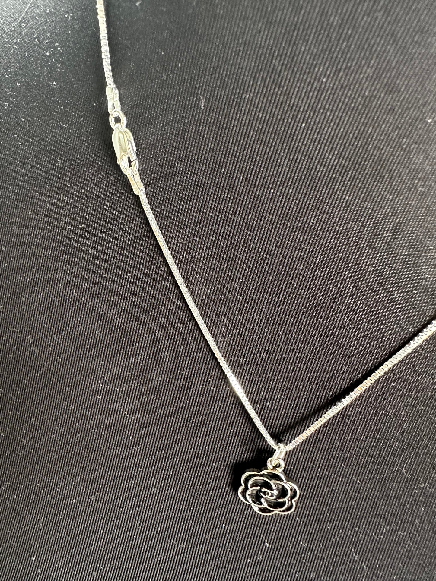 Upcycled Chanel Camilla Flower Charm on .925 Silver Chain