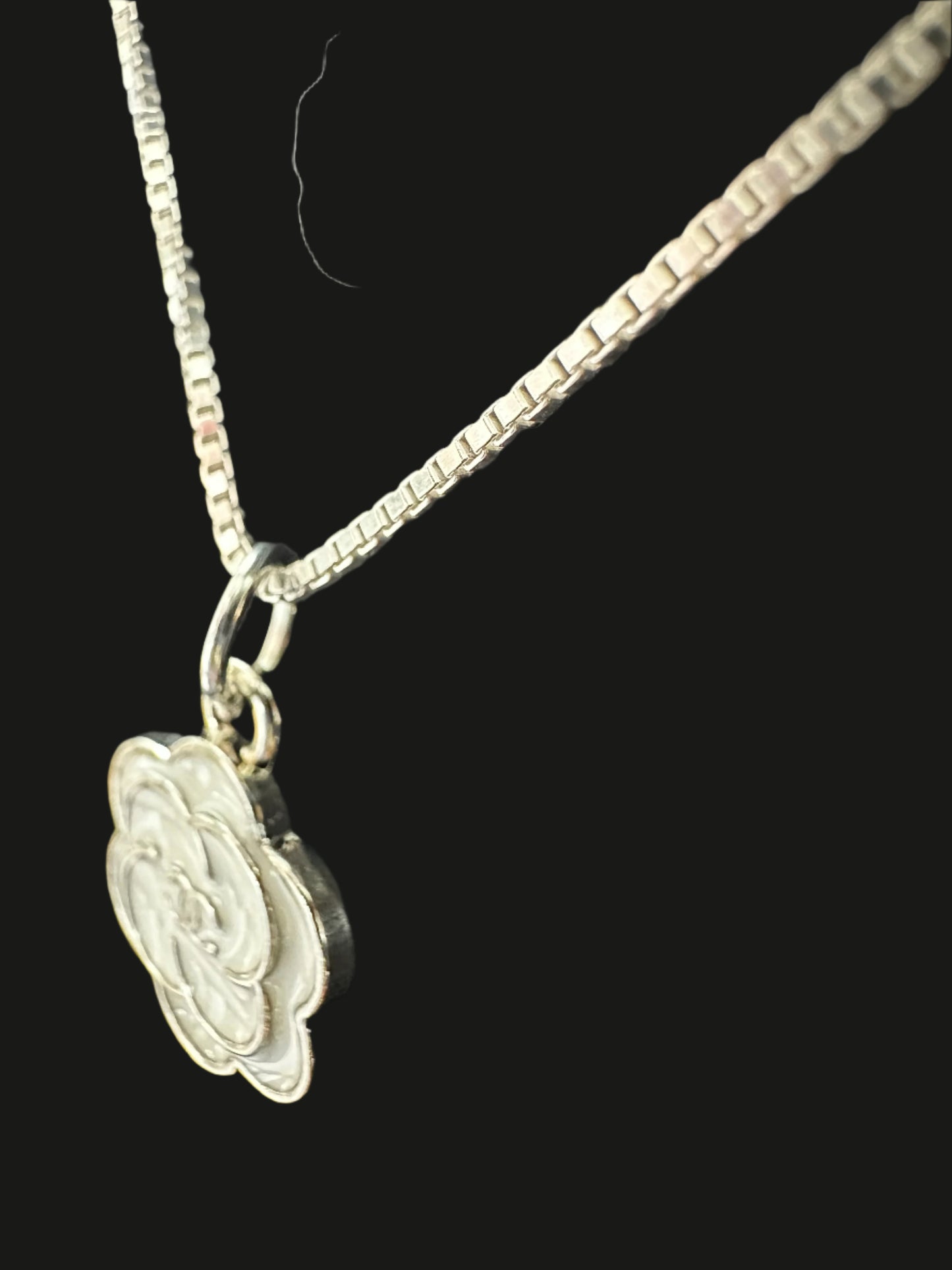 Upcycled Chanel Camilla Flower Charm on .925 Silver Chain