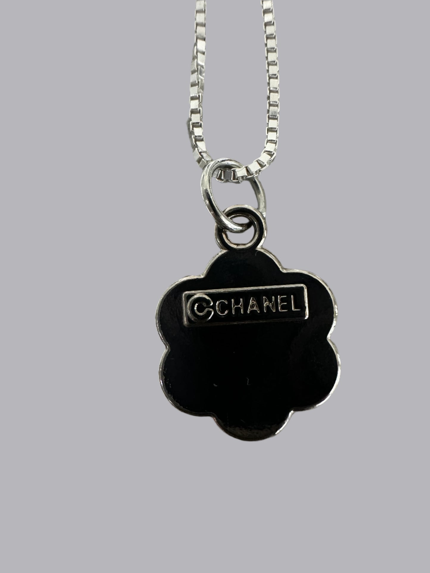 Upcycled Chanel Camilla Flower Charm on .925 Silver Chain