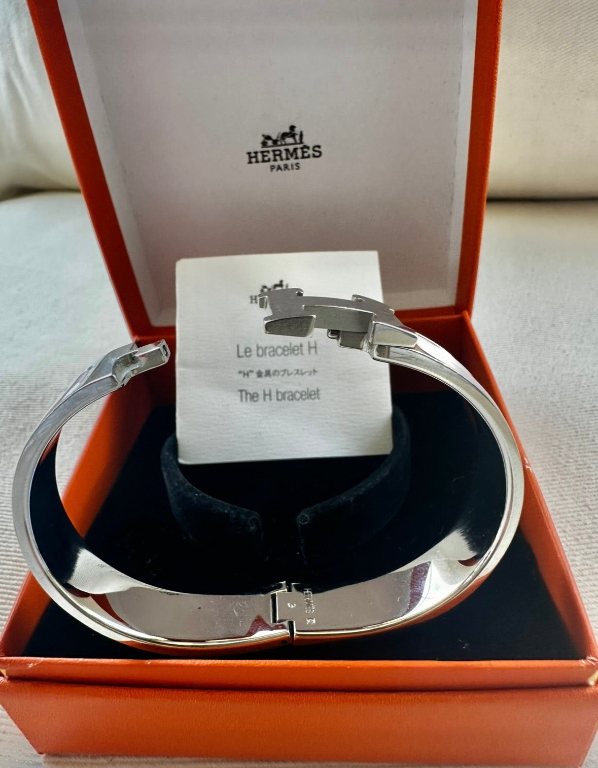 Hermes Pladium Plated Clic H Bracelet in Rose Candeur