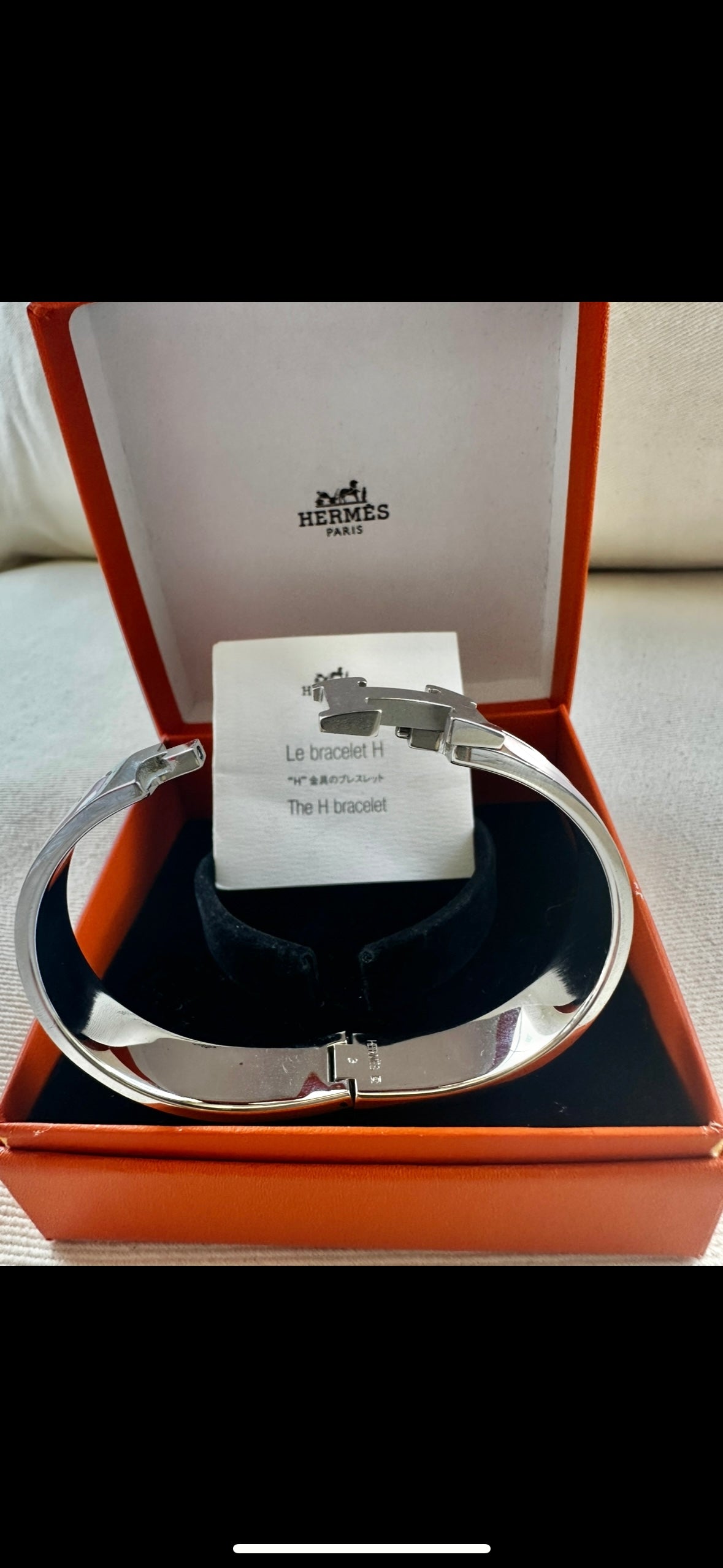 Hermes Pladium Plated Clic H Bracelet in Rose Candeur