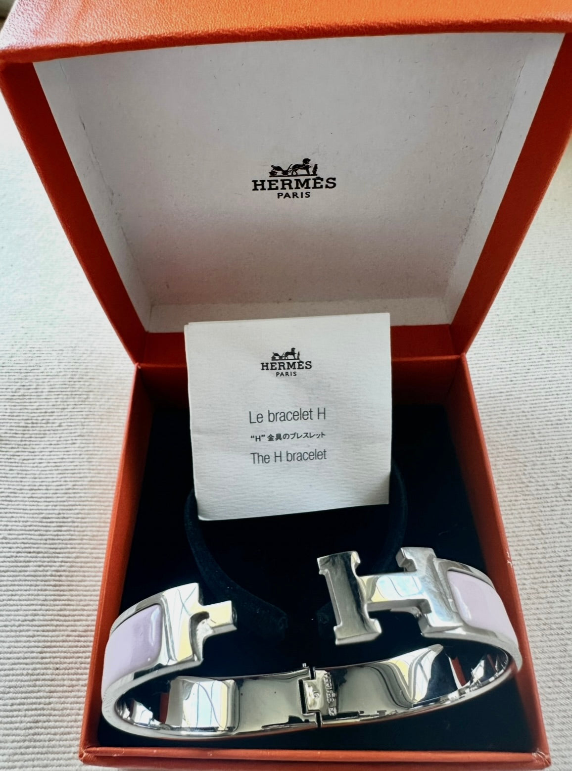 Hermes Pladium Plated Clic H Bracelet in Rose Candeur
