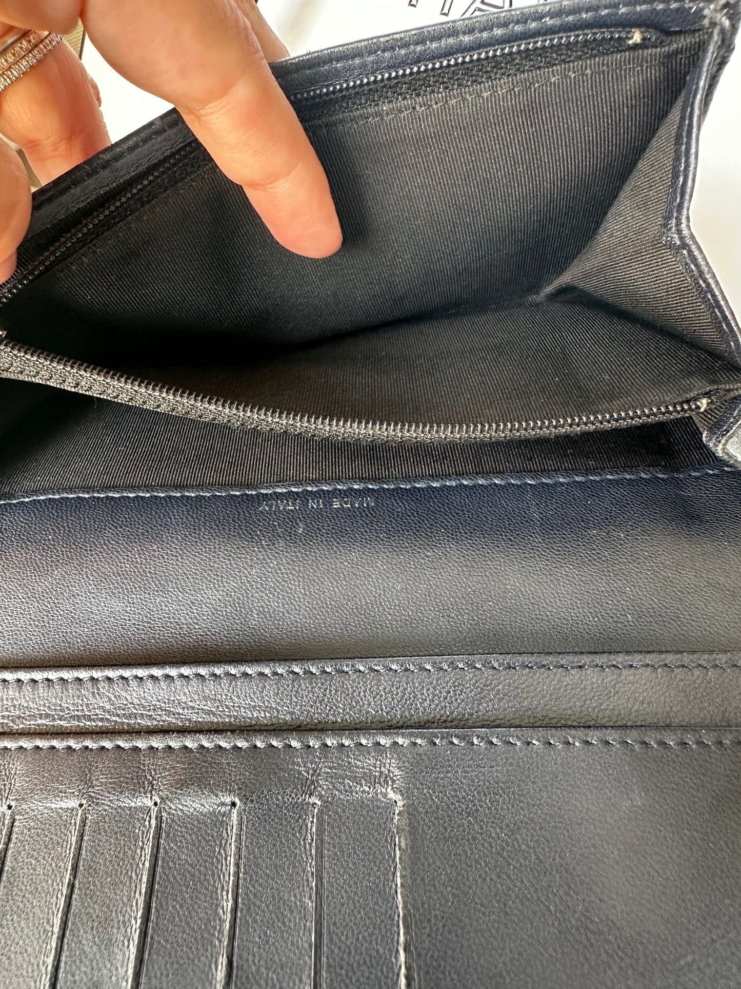 Chanel Black Quilted Wild Stitch Lambskin Leather Wallet