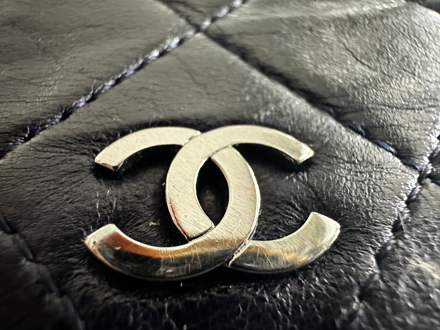 Chanel Black Quilted Wild Stitch Lambskin Leather Wallet