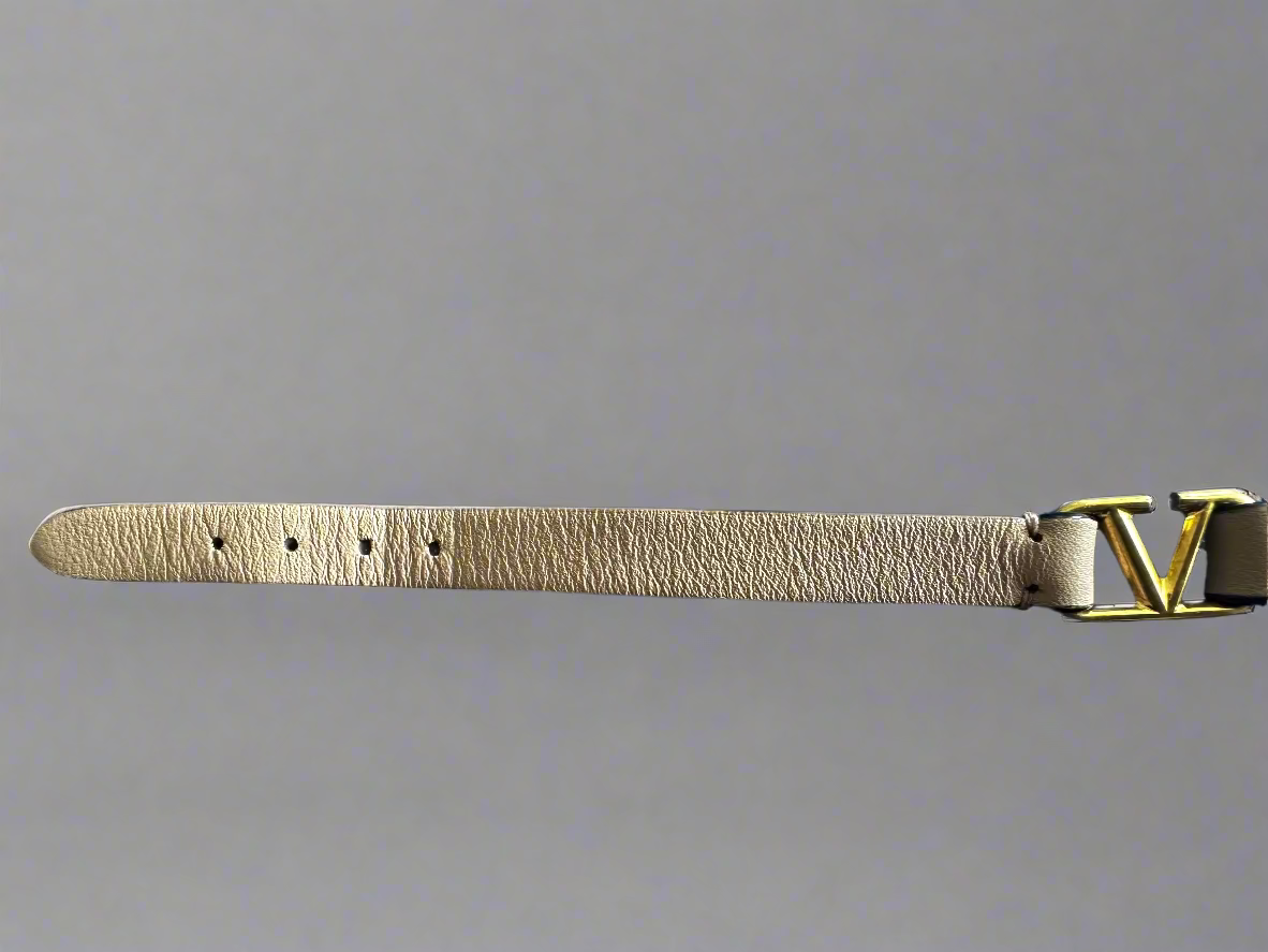 Valentino Garavani V-Logo Pink Leather Bracelet
