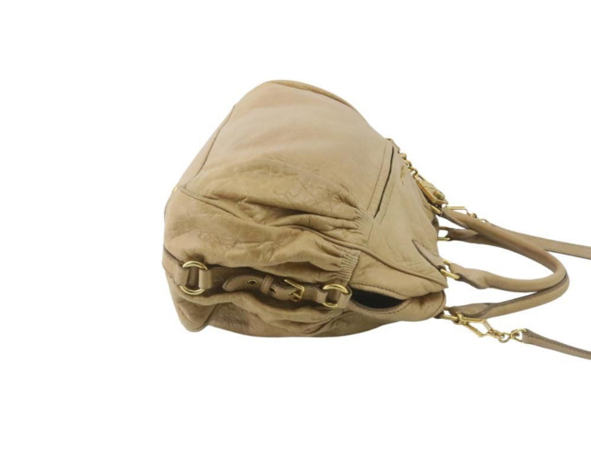 Mui Mui Matelasse Hand Bag Leather 2way