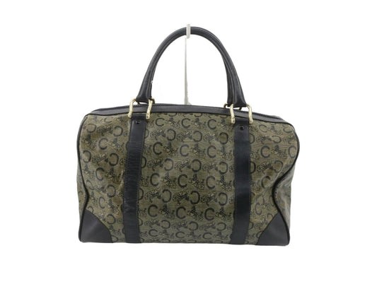 Céline CELINE Horse Carriage Macadam Canvas Hand Bag with Leather trim
