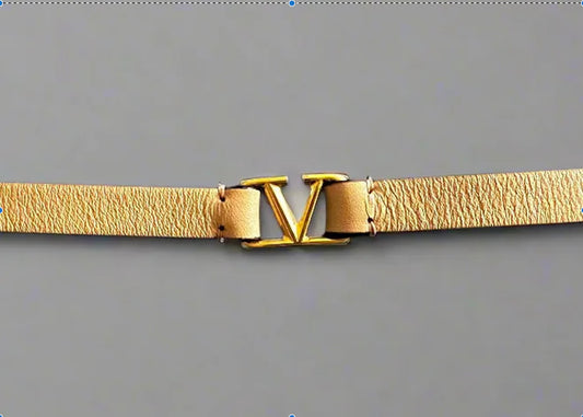 Valentino Garavani V-Logo Pink Leather Bracelet