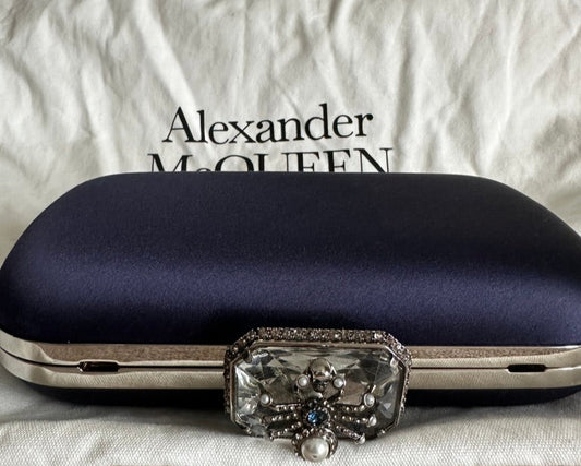Alexander MacQueen Blue Satin Spider Clutch