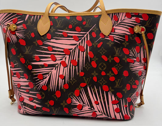 LOUIS VUITTON Monogram Jungle Dots Neo Neverfull MM Sugar Pink Poppy