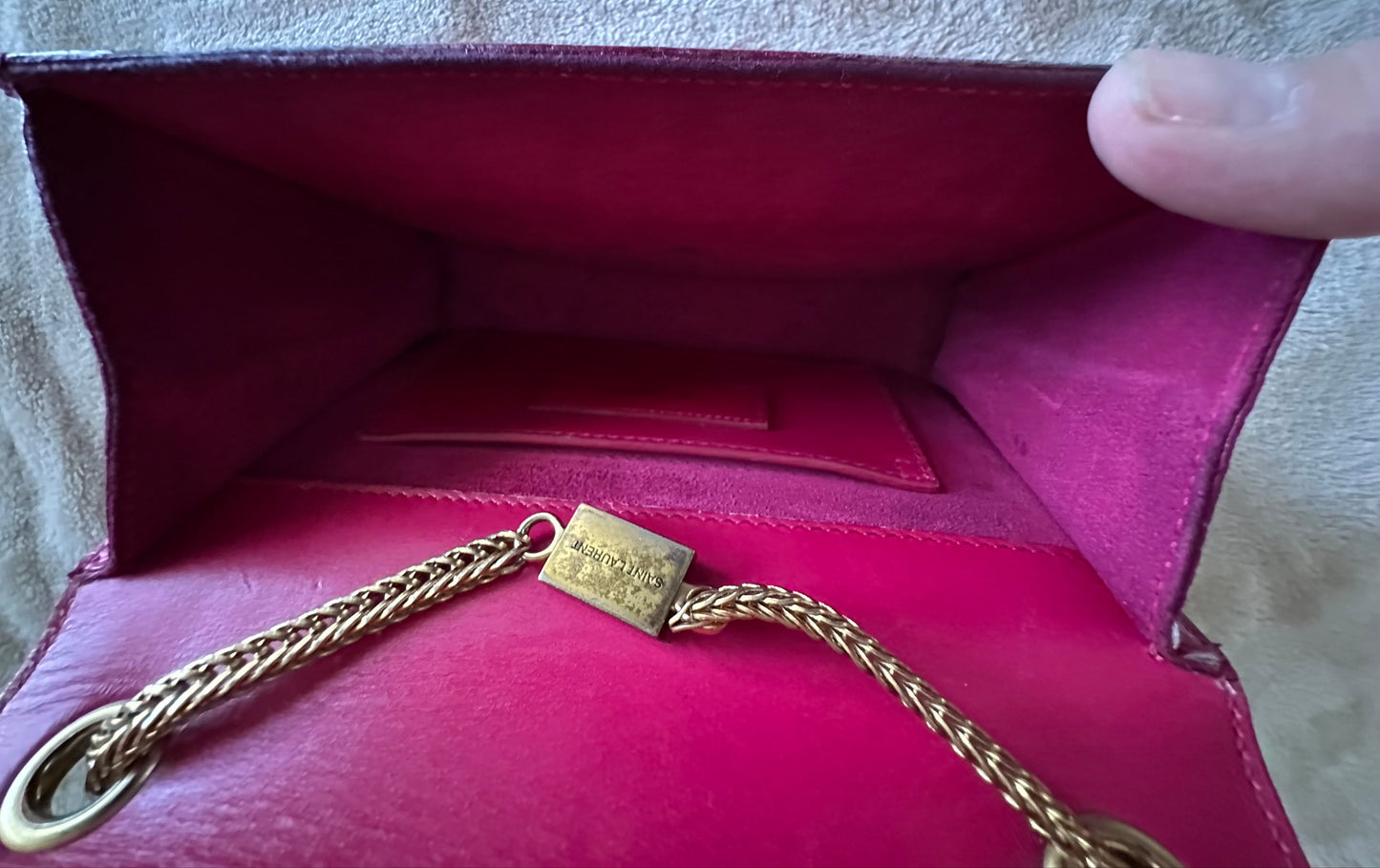Yves Saint Laurent Pom Pom I Kate Medium Tassel/Leather Hot Pink Bag.