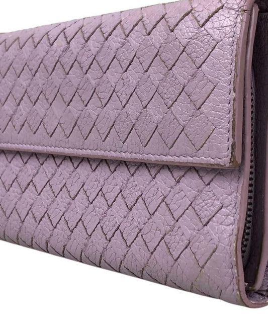 Botega Venetta Intrecciato Long Lavender Leather Wallet
