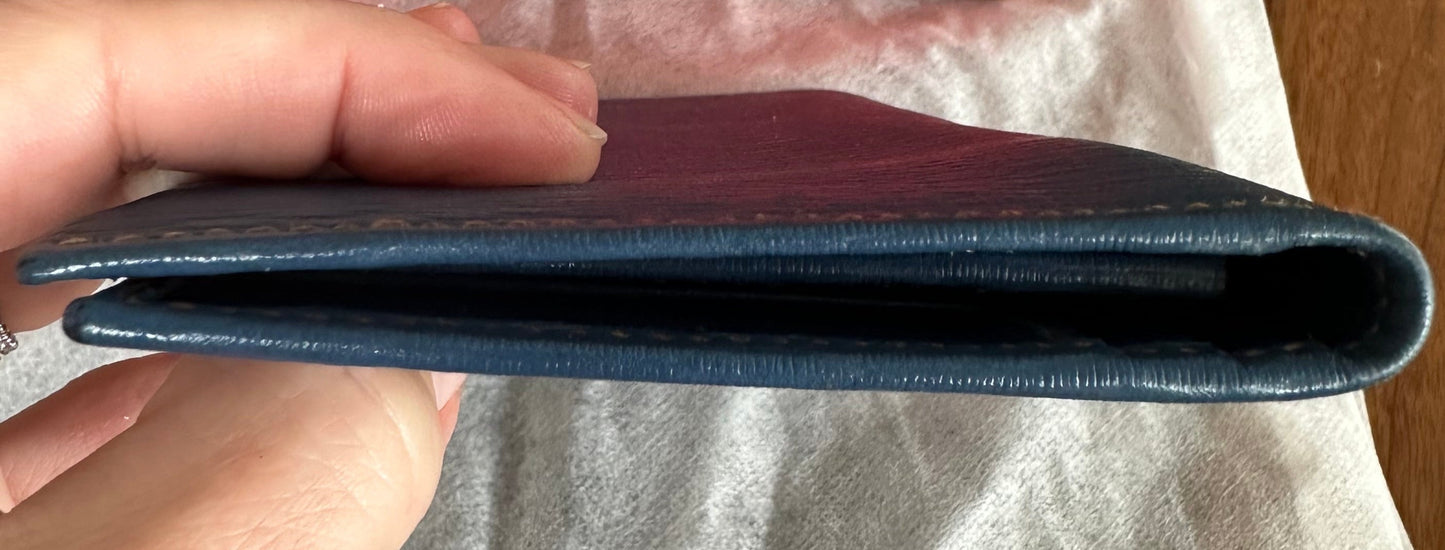 Salvatore Ferragamo Blue Leather Bi Fold Wallet Unisex