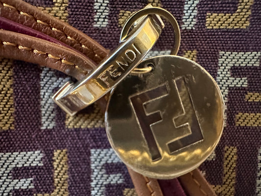 Fendi Zucchino Long wallet with Unbranded chain in multicolored leather and canvas