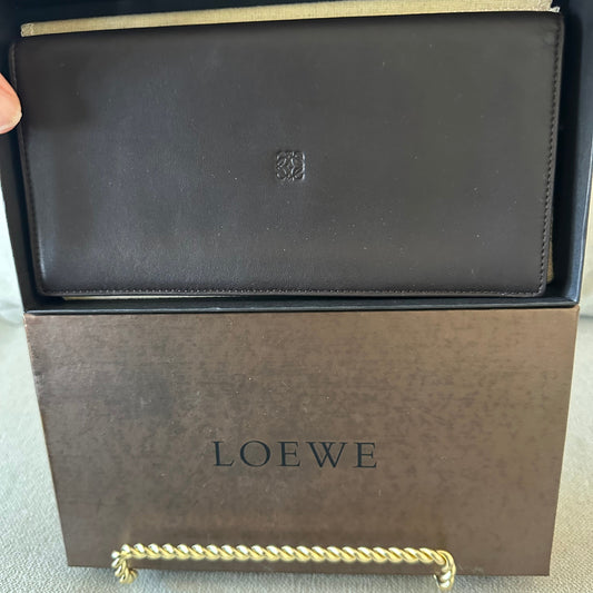 NEW! Loewe Black Long Wallet in Soft-Grained Calfskin Leather