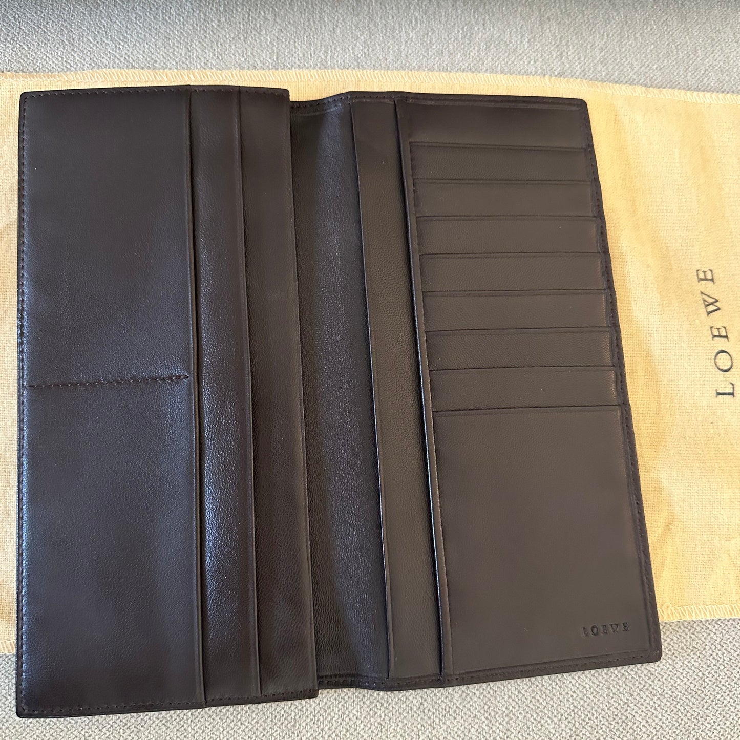NEW! Loewe Black Long Wallet in Soft-Grained Calfskin Leather
