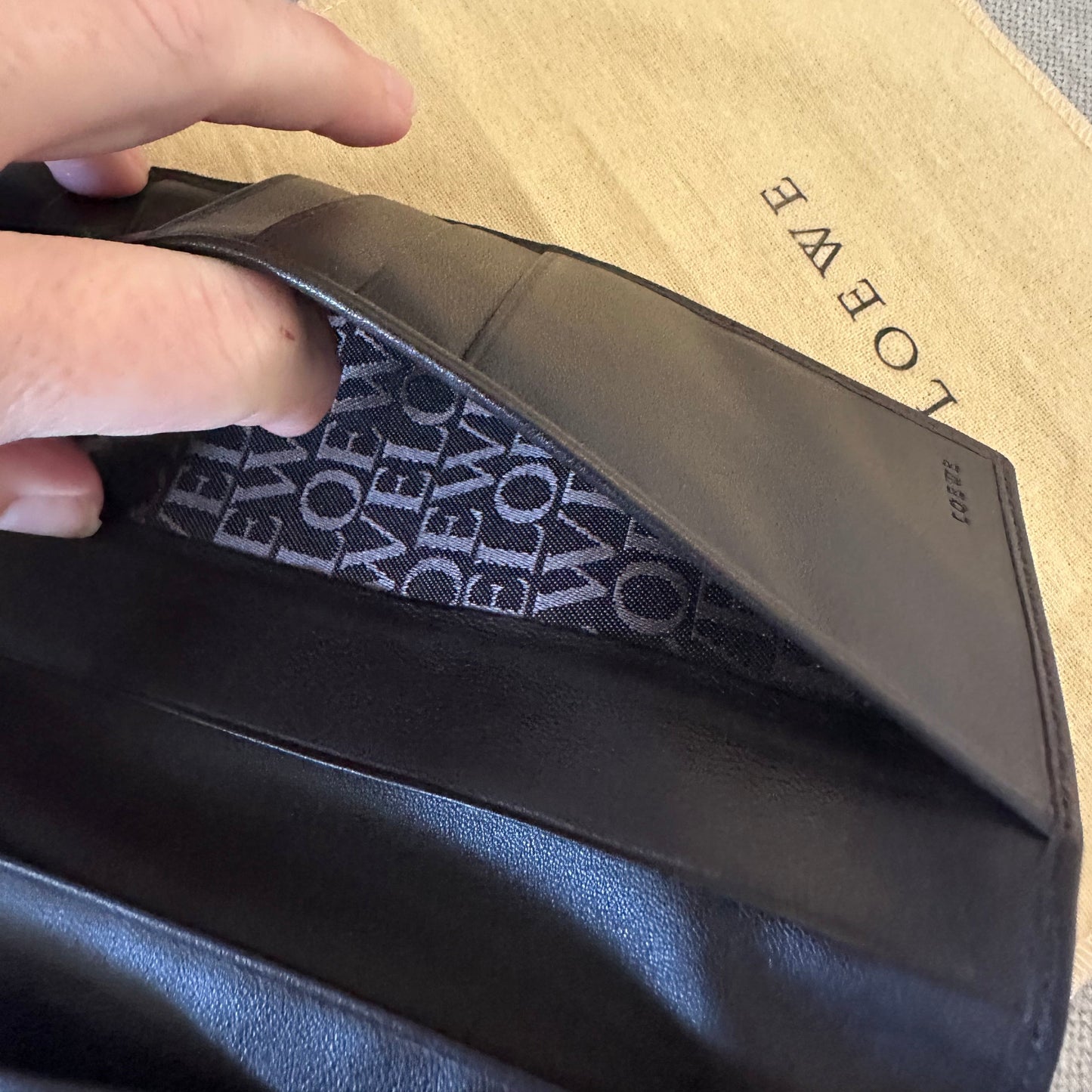 NEW! Loewe Black Long Wallet in Soft-Grained Calfskin Leather