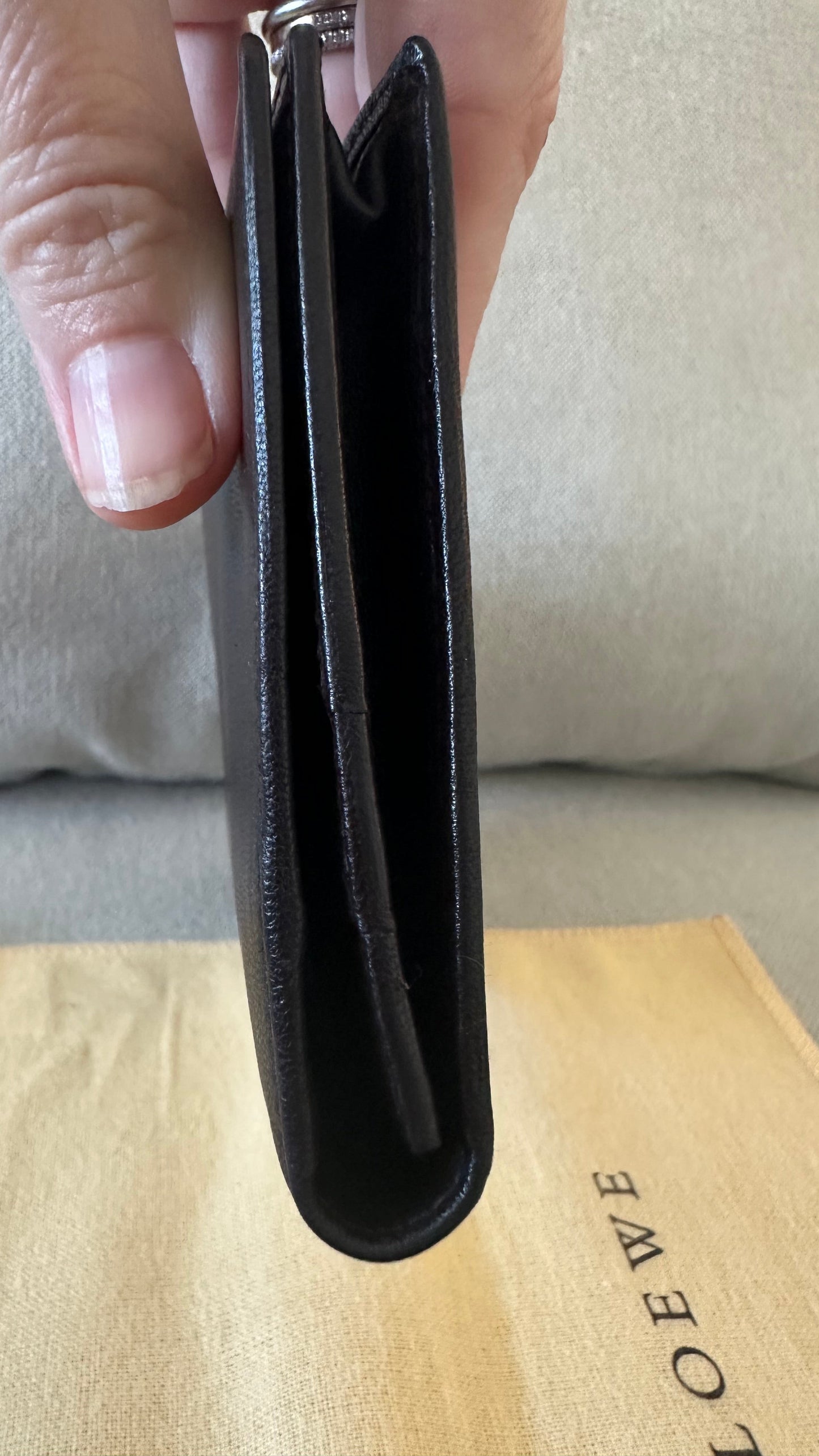 NEW! Loewe Black Long Wallet in Soft-Grained Calfskin Leather