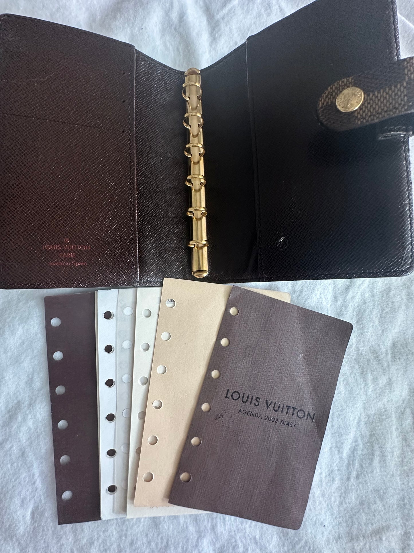 Louis Vuitton Damier Agenda - small ring with original stickers and inserts