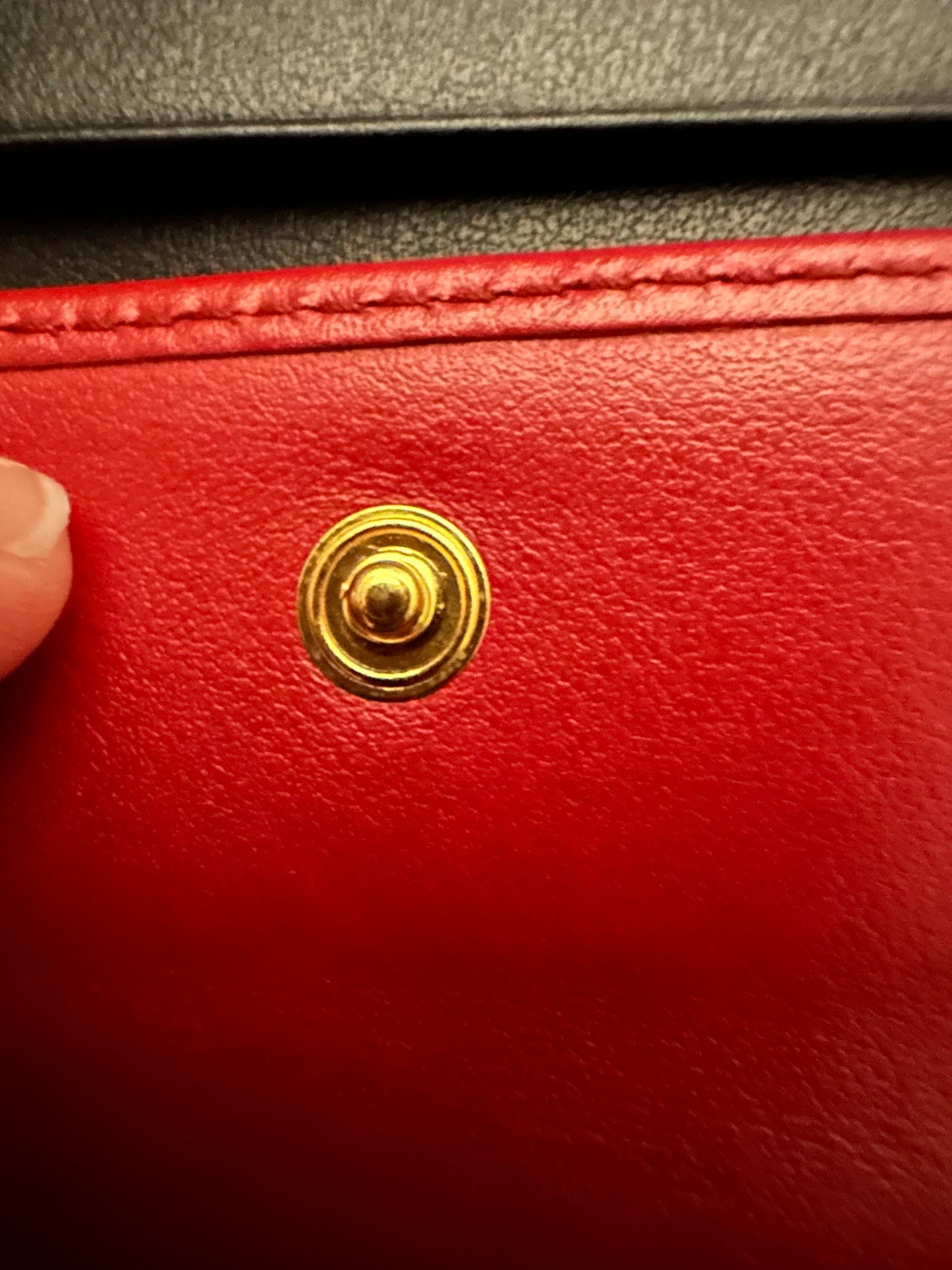 Miu Miu Madras Compact Wallet in Black and Red Leather