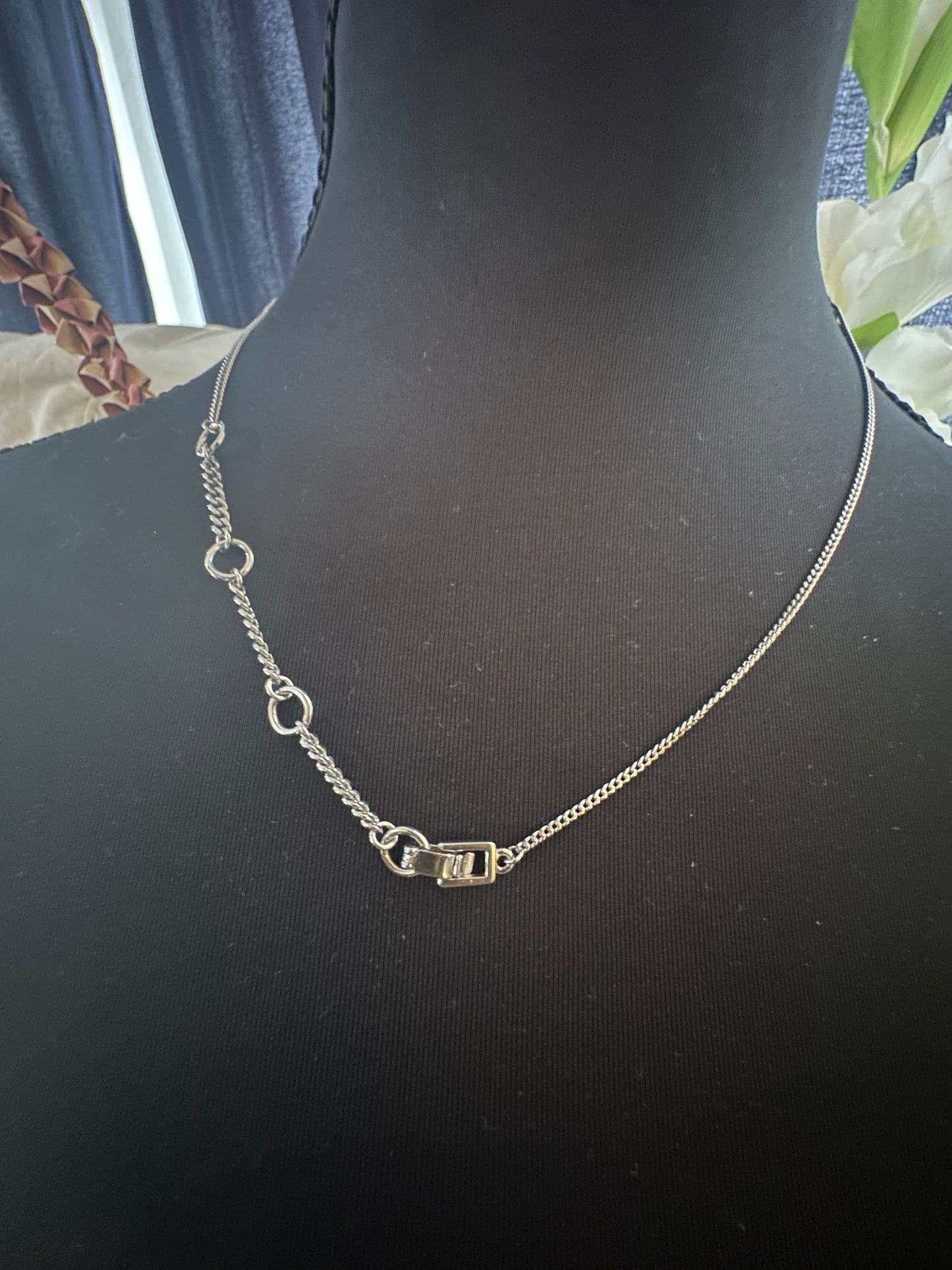 Givency Silver Necklace with Multi-facted Round Rhinestone
