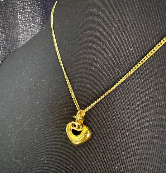 Christian Dior CD in Necklace: in Heart with Rhinestone