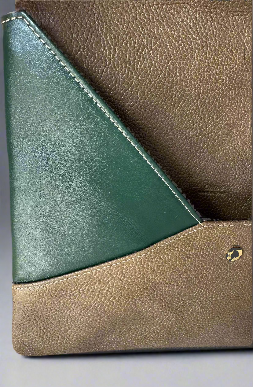 Chloe Tri-color envelope Clutch in Blush, Evergreen, and Taupe