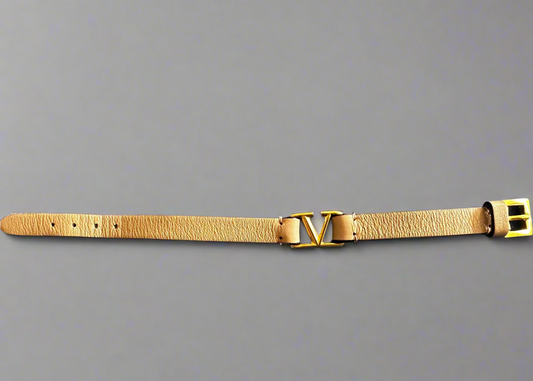 Valentino Garavani V-Logo Pink Leather Bracelet